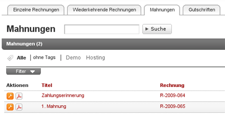 Liste der Mahnungen